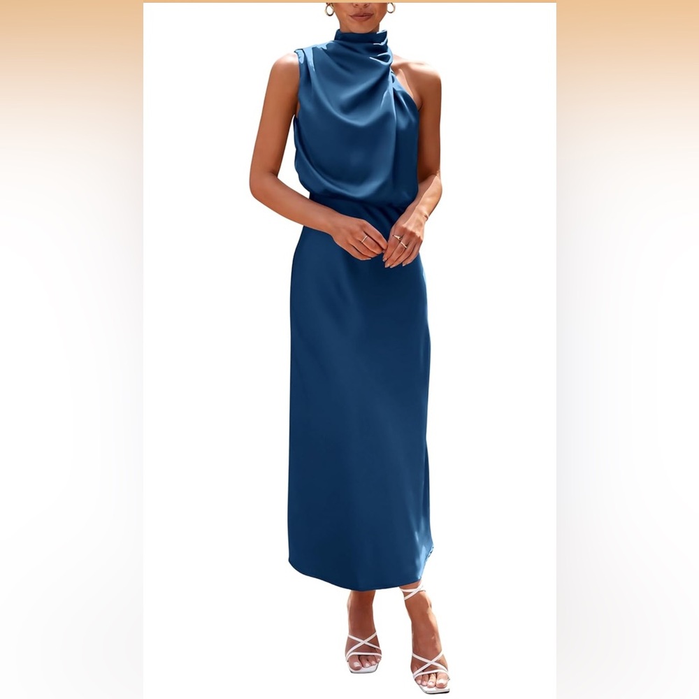 Elegant Blue Sleeveless Dress